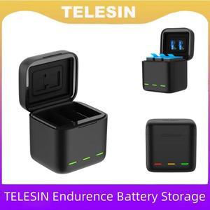 TELESIN 휴대용 배터리 충전기 GoPro Hero 13 용 3 슬롯 고속 블랙 액션 카메라 액세서리