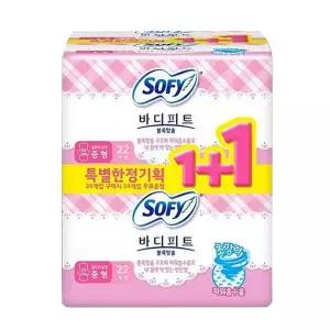 생리대 쏘피 바디피트 볼록맞춤 날개 중형 22+22입