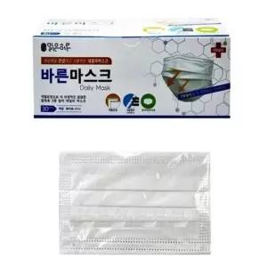 맑은하루 데일리 바른마스크 30매 성인용(화이트)