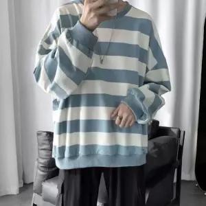 [룽스_62]남성맨투맨 오버핏 긴팔티셔츠 굵은 스트라이프