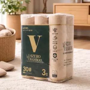 [티베라][VERA] 베라 4ZERO 무해력 뱀부 3겹엠보싱 30M 30롤X1팩 대나무 화장지 휴지