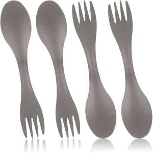 4PCS 캠핑 스팍 2 in 1 티타늄 배낭여행 롱핸들 포크 스푼 콤보로 야외 하이킹용