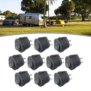 10피스 12V 라운드 로커 스위치 ON/OFF 2 핀 SPST 캠핑카 밴 캐러밴 Motorhome 보트 액세서리 조명 기기