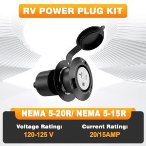 120V - NEMA 5-20R/ 5-15R 암형 전원 콘센트(커버 포함) RV 캠핑카용 방수 액세서리