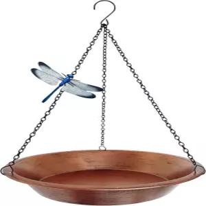 야외용 열쇠 선물 매달기 새 목욕 앤티크 구리 금속 모이통 그릇 정원 뒷마당 장식용 17인치 방청 블랙