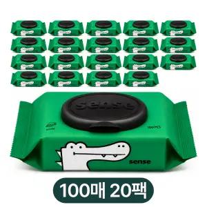 센스 악어 물티슈 캡형 100매 20팩 대용량 주방용품 청소용