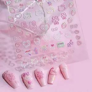 네일아트 올록볼록 귀욤 냥이 케릭터 키티 엠보스티커 엠보네일스티커