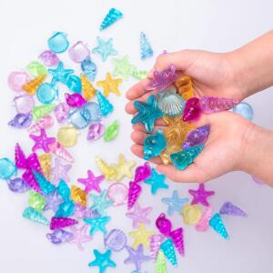 NLR [94pcs 500g] 컬러풀 릴 조개 / 소라 스타피쉬 젬 세트 해변 휴가 수영장 다이빙 보물찾기 인어공주