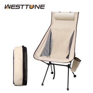 WESTTUNE 레스트가 있는 휴대용 의자 접이식 야외 합금 관광 의자 가구 의자 캠핑 낚시 경량 알루미늄