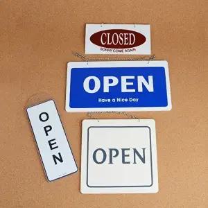 고품질 OPEN/CLOSED 오픈클로즈 양면 사인걸이 포멕스 사각 안내판 표지판 아크릴안내판 푯말 표찰 WFO4D6
