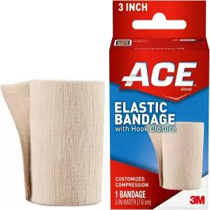 후크 클로저가 있는 ACE 브랜드 3인치 탄력 붕대 2팩 팔꿈치 발목 무릎 등에 적합 약한 근육과 관절에