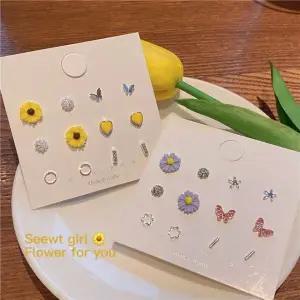 [하프클럽/]해바라기 라벤더 플라워 하트 나비 별 스틱 링 은침 귀걸이 S925
