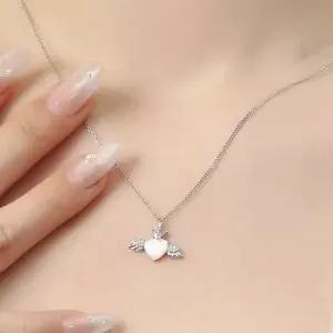 [하프클럽/]925실버 백금도금 천사 하트 펜던트 목걸이 여자 쥬얼리