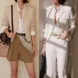 여친 트렌디 아이템 정장자켓 봄가을 투톤 쇼트 정장 코트 HT1