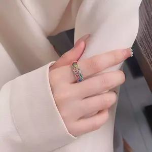 [하프클럽/]남녀공용 조절형 행운 증가 부적 실버 반지