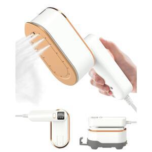 의류용 여행용 스티머 다리미 - 1200W 휴대용 스티머, LCD 화면이 있는 스팀 레벨 의류 3개, 드레스 셔츠 가정용 10S 고속 난방 스티머(화이트)