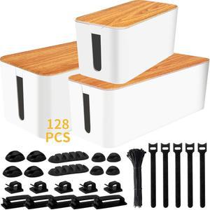 YUANYE 케이블 관리 키트 128pcs 멀티탭 박스 클립 슬리브 포함 와이어 정리 세트