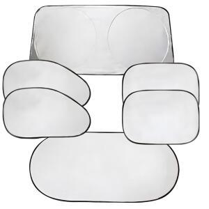 DUSCOKE 6PCS 반사형 자동차 앞유리 선쉐이드, 폴리에스터 접이식 사이드 윈도우 선 커버 및 수납 가방, 열 자외선 차단을 위한 범용 차량 내부 보호 액세서리