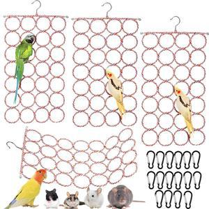 YOPAY 앵무새 그네 걸이 장난감 등반 네트 로프 마우스 행거 CONURES 사다리 잉꼬 스카프 잉꼬용 4팩 다목적 퍼치 케이지