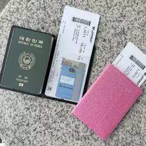 [하프클럽/]여권 지갑 티켓 포켓 여행용 수납 케이스 블랙 핑크