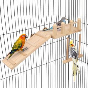 WONTEE BIRD PERCHES 플랫폼 그네 등반 카이케 친구 놀이 잉꼬 세네갈 액세서리 사다리 운동 스탠드 CONURES 새장 체육관 앵무새