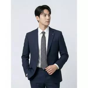 BY파크랜드 [오스틴리드]네이비 체크 실크 혼방 스트레치 수트 셋업-A1CX2210854B_A1XI2210828B