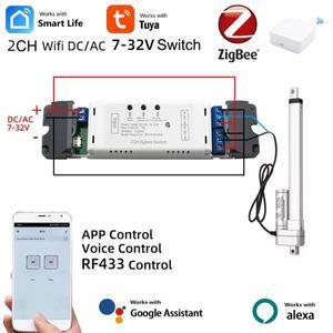 Zigbee Tuya 스마트 와이파이 전기 액추에이터 전동 컨트롤러  DC AC 12V 24V USB 5V 2채널 스위치  RF433