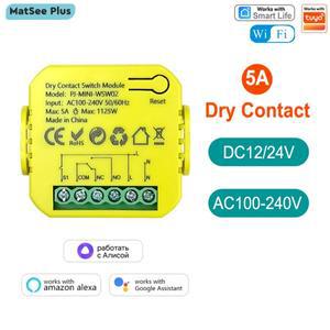 드라이 콘택트 WiFi 스위치 릴레이 5A 스마트 라이프 앱 원격 제어 타이밍 DC 12/24V AC 100-240V TUYA 구