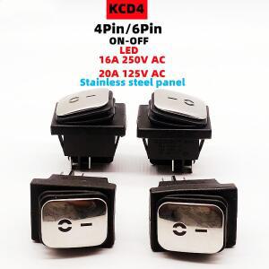 KCD4 스테인레스 스틸 방수 로커 스위치 ON-OFF4/6Pin 전기 장비 LED 전원 공급 장치 16A 250V/20A 125VAC