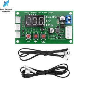 DC 12V 24V 48V 5A 4선식 LED 디지털 디스플레이 PWM 전동 팬 속도 컨트롤러 조절기 온도 제어 지원 EC EBM