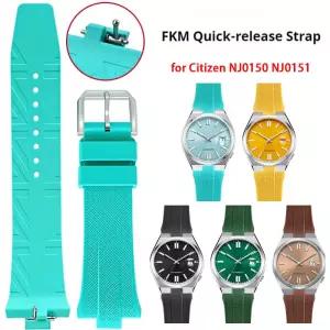 시민 NJ0150 ME 컬러 시리즈 볼록 퀵 릴리스 스포츠 시계 밴드 팔찌 9mm 용 FKM 불소 고무 스트랩