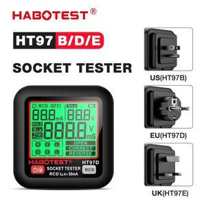 HABOTEST HT97 디지털 소켓 테스터 스마트 전압 감지기 RCD GFCI  EU US UK 플러그 대형 디스플레이