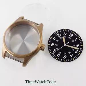 39mm 파일럿 다이버 시계 케이스 솔리드 브론즈 CUSN8 사파이어 크리스탈 NH35 ETA2824 PT5000 다이얼 손