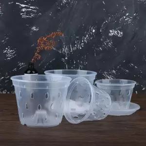 1Pc 화분 정원 배수 냄비 구멍 투명 난초 바구니 플라스틱 통기성 꽃 액세서리