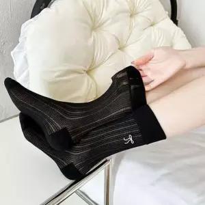얇은 펀칭 리본 중목양말 LM0472 양말세트 스타킹 긴