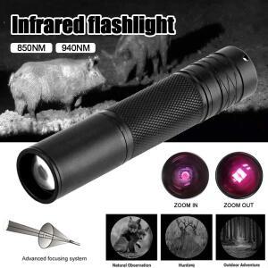 초점 조절 가능 적외선 손전등  줌 IR 사냥 토치  방사 무기 라이트  야간 투시 장치  850nm  940nm
