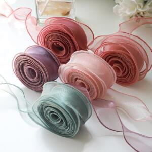 10야드/롤 쉬폰 실크 리본 오간자 새틴 DIY 공예 선워터 포장 장식 웨딩 부케 리스 재봉 용품