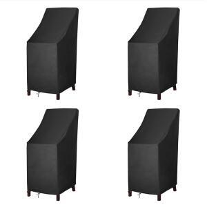 PATIO CHAIR COVERS 하이 파티오 의자 방수 내구성 가방 야외 튼튼한 4팩 옥스포드 600D 커버 쌓을 포함 바스툴 보관 있는