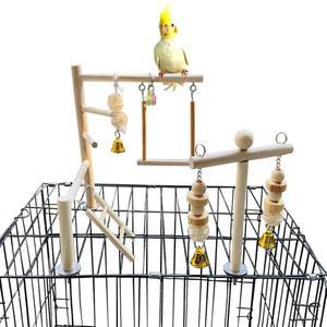 PINVNBY 놀이터 앵무새 놀이 체육관 케이지 CONURE 장난감 씹는 사다리 작은 나무 횃대 스윙 새장 액세서리 등반 버지용 스탠드 플레이 잉꼬
