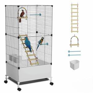 STILLCOVE BIG FLIGHT 새장 롤링 스탠드 핀치 바퀴가 케이지 있는 잉꼬 앵무새용 CONURE 블랙 CANARY 모란 앵무새 넓은 BUDGIE