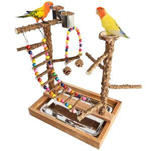 농어 놀이 스탠드 놀이터 CONURE 잉꼬 액세서리용 나무 새장 장난감 앵무새