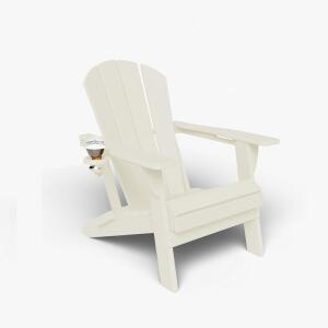 PATIO KINGDOM 홀더가 있는 접이식 ADIRONDACK 플라스틱 내후성 파티오 우드 화이트 HDPE 데크 뒷마당을 리얼 의자 위한 화덕 야외