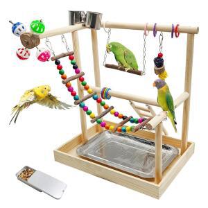 PINVNBY 놀이터 앵무새 플레이스탠드 놀이 체육관 CONURE 플레이펜 걸이식 장난감 앵무새용 잉꼬 피더 그네 액세서리 사다리 나무 케이지