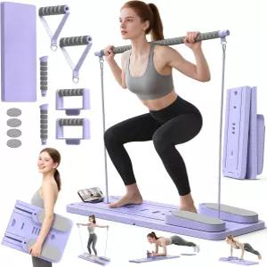 다기능 필라테스 보드 리포머 타이머 휴대폰 홀더 푸시업 바 앱 330LBS 용량의 휴대용 세트로 홈 운동을