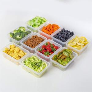 주방 음식 용기 세트, 전자레인지 식기세척기 안전 BPA 무료 10개 840ML 세트(스티커 및 마커 포함)