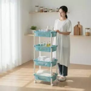 친절한탄씨 틈새 수납선반 이동식 트롤리 주방 팬트리 카트 4단 다용도 정리대 트롤리선반