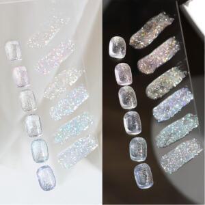 카니우 12ml 글리터 네일 젤 폴리쉬 반사 세미 스파클링 퍼머넌트 쏙 오프 UV 아트 바니쉬