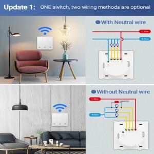 Tuya Zigbee 푸시 버튼 스마트 스위치, EU UK 라이트 중립 불필요, 알렉사 구글 홈 오토메이션, 2/3 웨이