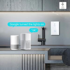 Tuya 스마트 스위치 US RF433 1/2/3 Gang 중립 와이어 없음 터치 센서 LED 조명 WiFi 벽 홈 Alexa Google