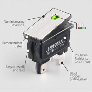 LANBOO 2810.5 시리즈 안전 고전류 로커 스위치 16A 2NO LED 포함 2단 기어 12V24V220V